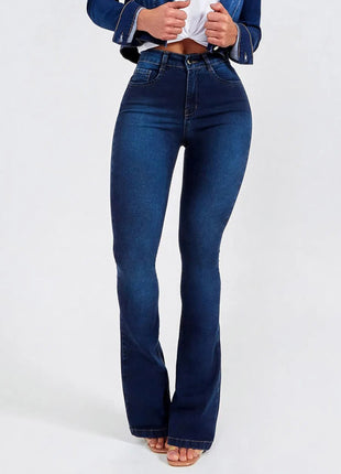 Jean slim taille haute pour femme, extensible et gainant