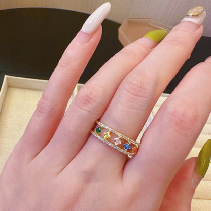 Now Available at Buy Center: Rainbow Color Shiny Diamond Ring J5323 Adjustable Opening