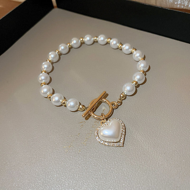 Hot New Items at Buy Center: Diamond OT Buckle Pearl Heart Bracelet OT Buckle Pearl Heart Bracelet