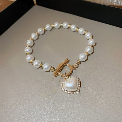 Hot New Items at Buy Center: Diamond OT Buckle Pearl Heart Bracelet OT Buckle Pearl Heart Bracelet