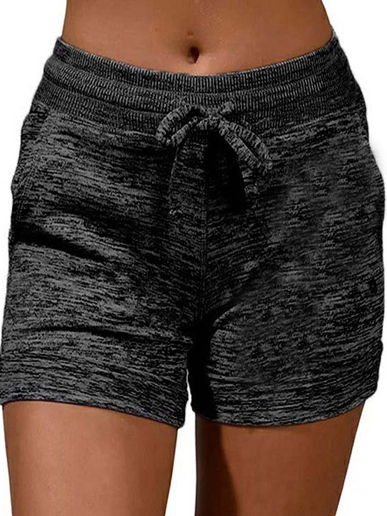 Trending Now at Buy Center: Drawstring Pocket High Elastic Loose Casual Shorts Dark Gray