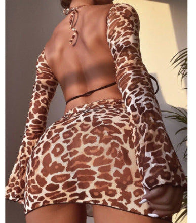 Just Arrived at Buy Center: Leopard Print Split Bikini Swimsuit Suit