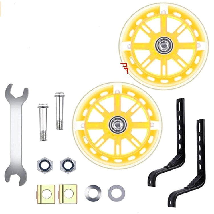 Fresh Arrivals at Buy Center: Children Creative Glow Auxiliary Bicycle Wheel Yellow 12to20 Universal Bracket