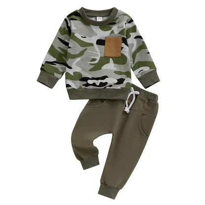 Just Arrived at Buy Center: Children's Autumn And Winter Camouflage Suit Green