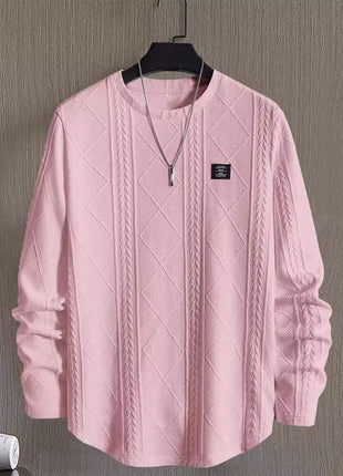 Men's Letter Chest Detail Casual Loose Round Neck Pullover Long Sleeve