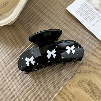 New Real Acetic Acid Grip Night Elf Rhinestone Butterfly French Diamond Shark Clip Black Bow