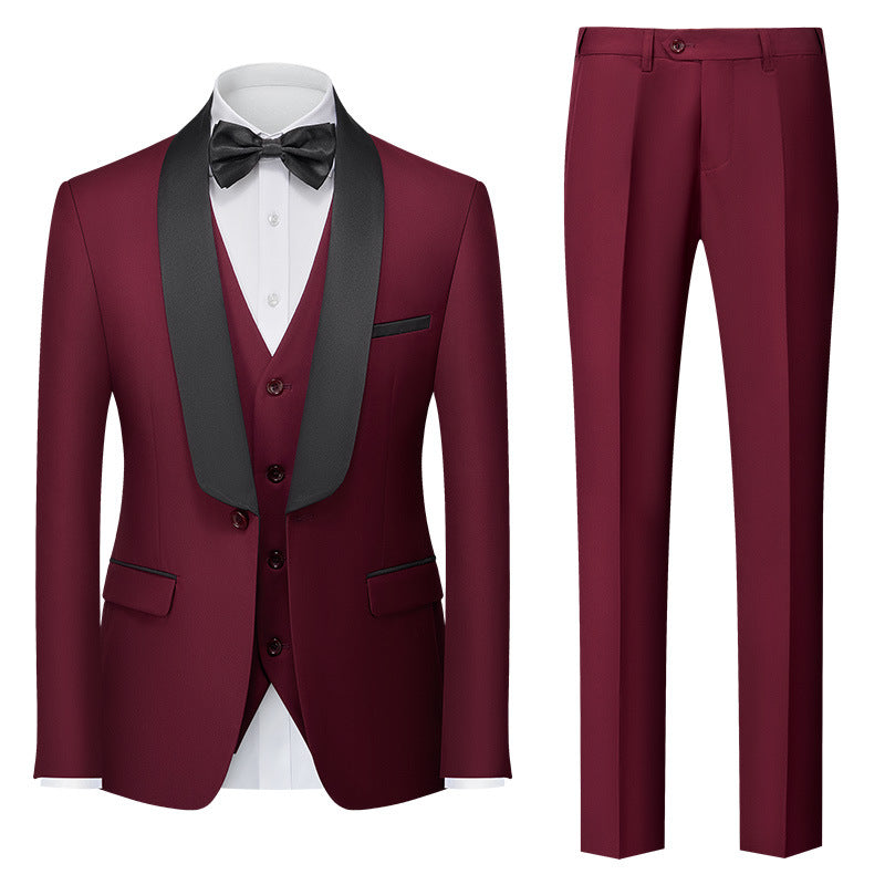 Hot New Items at Buy Center: New Men's Three-piece Suit Wine Red