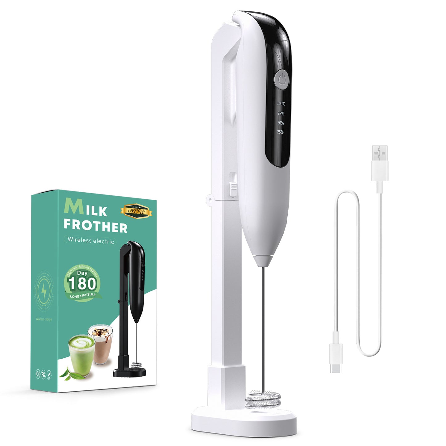 Fresh Arrivals at Buy Center: Automatic Home Foam Wireless Handheld Egg Beater White 245x116x155mm