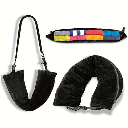 Newly Released at Buy Center: Refillable Travel Pillow Portable Clothes Luggage Storage Pillow Black 75x17cm