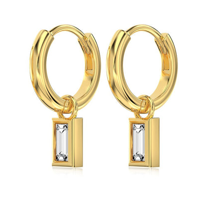 Newly Arrived at Buy Center: Fashionable High-end Design S925 Sterling Silver White Rectangular Inlaid Exquisite Ear Ring Small DY110297 S G WH 925 Silver