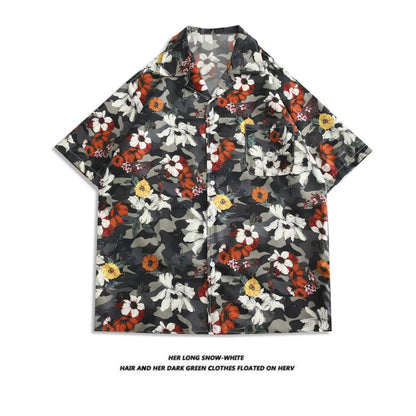 Now Available at Buy Center: Men's And Women's Retro Hong Kong Style Beach Printed Shirt Style D4005