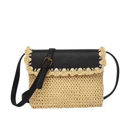 Trending Now at Buy Center: Women's Straw Mori Style Western Style All-matching Beach Crossbody Bag Beige With Black