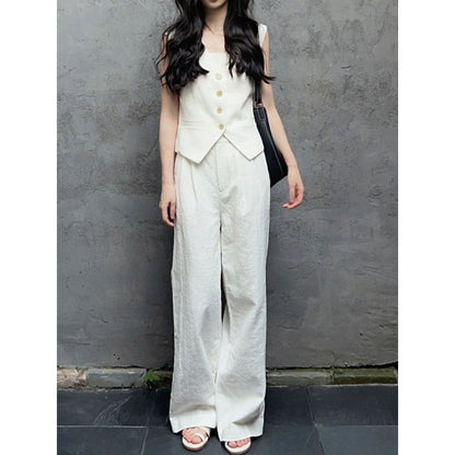 Fresh Arrivals at Buy Center: High Waist Wide Leg Pants Two-piece Suit Fashionable