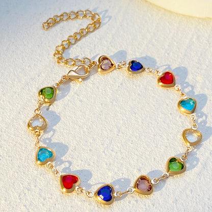 Fresh on the Scene at Buy Center: Colored Loving Heart Zircon Bracelet