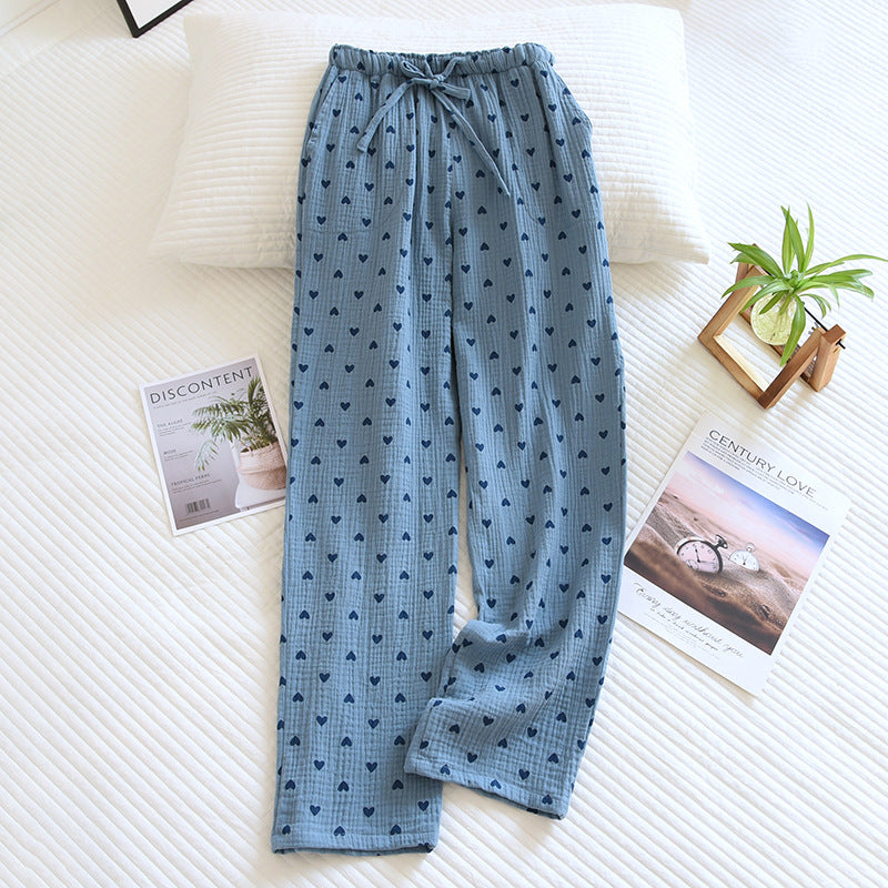 Hot New Items at Buy Center: Women's Double-layer Cotton Yarn Home Pants Blue