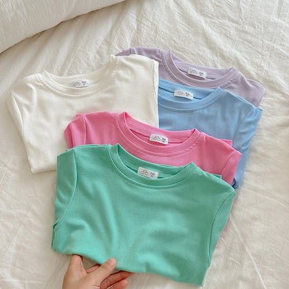 Fresh Arrivals at Buy Center: Children's T-shirt Top Solid Color Mask T