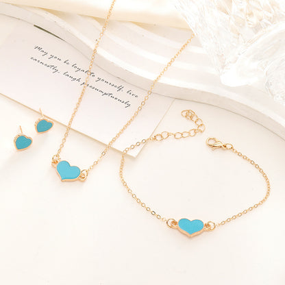 New Simple Love Jewelry Women's Fashion Necklace Suit CK0403 Blue Set Of 4