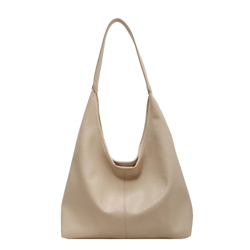 Trending Now at Buy Center: New All-match Soft Leather Shoulder Large Capacity Leisure Combination Tote Bag White