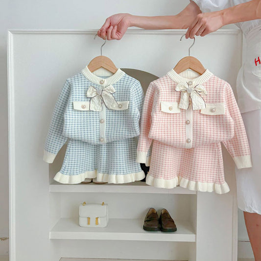 Newly Arrived at Buy Center: Sweater Skirt Knitted Cardigan Baby Two-piece Suit