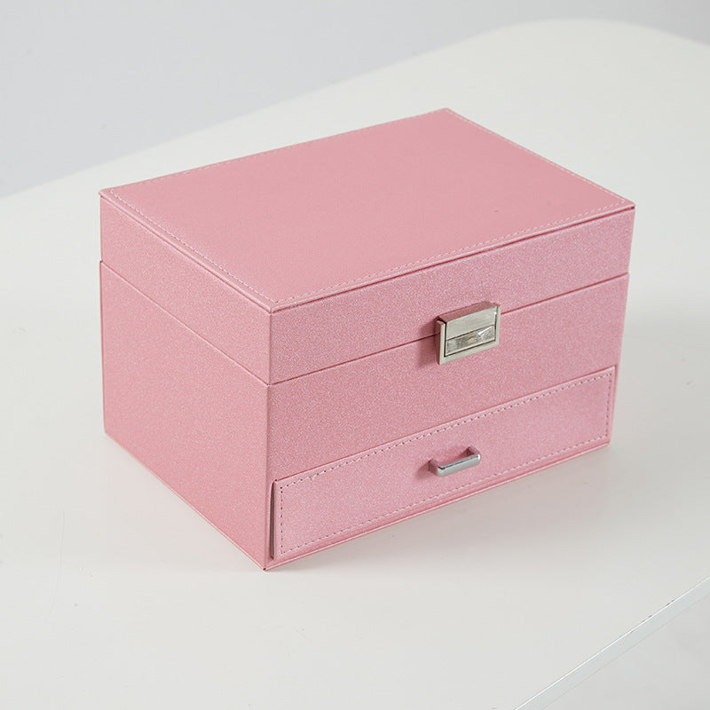 Hot New Items at Buy Center: Fashion Personality PU Leather Jewelry Storage Box Pink