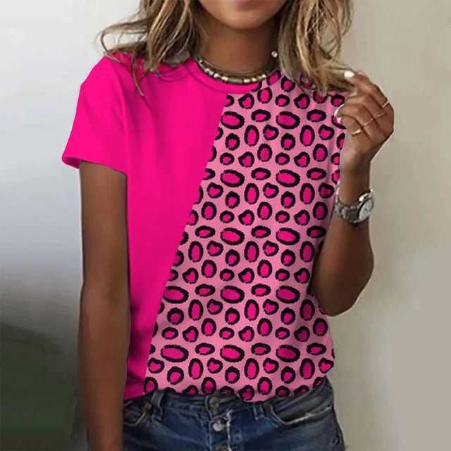 Just Arrived at Buy Center: Fashion Leopard Print Casual Short Sleeve 3e5Z5JO