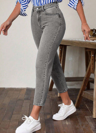 Jean skinny extensible taille haute rétro pour femme