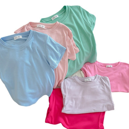 Fresh Arrivals at Buy Center: Children's T-shirt Top Solid Color Mask T