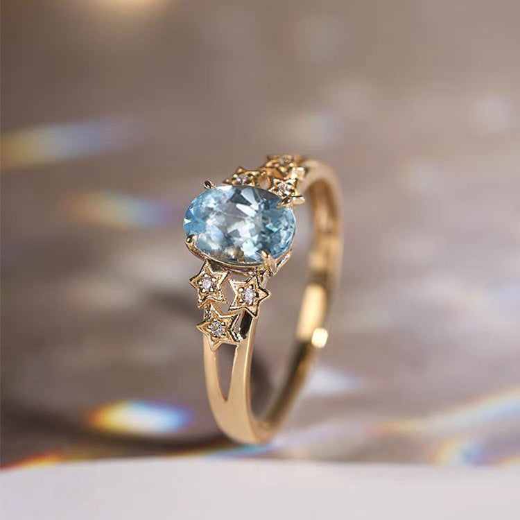 Hot New Items at Buy Center: Aquamarine Ring Affordable Luxury Fashion W0612 Adjustable Opening