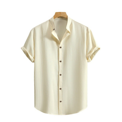 Fresh on the Scene at Buy Center: Men's Fashion Casual Stand Collar Short Sleeve Shirt