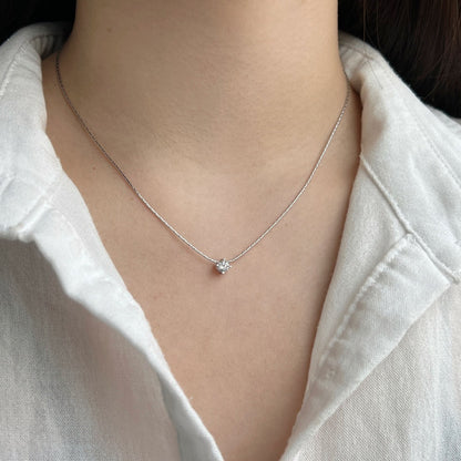 Trending Now at Buy Center: Sterling Silver Necklace Simple Zircon Inlaid Design