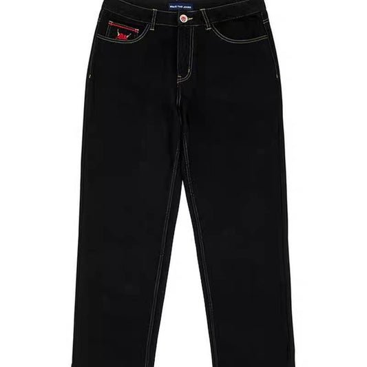 Fresh on the Scene at Buy Center: Devil And Beauty Jeans Men's Casual Loose Straight Trousers