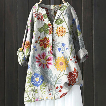 Trending Now at Buy Center: Long Sleeve Chinese Style Slub Linen Comfort Printing All-matching Shirt XL240533 HCY12