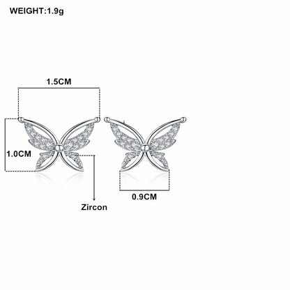 Fresh Arrivals at Buy Center: Personality All-Match Full Rhinestone Zircon Butterfly Copper-plated Stud Earrings Black