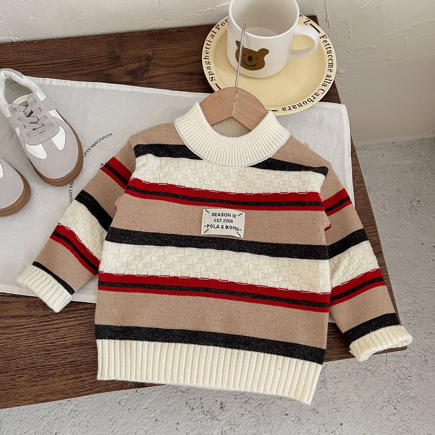 Newly Released at Buy Center: Boy's Pullover Color Stripes Sleeve Sweater