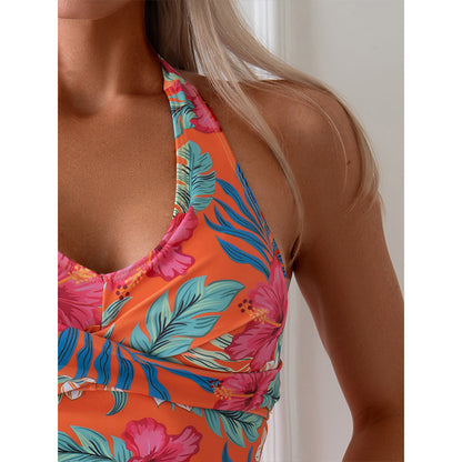 Newly Released at Buy Center: Women's Printed Swimsuit Backless Solid Color Shorts