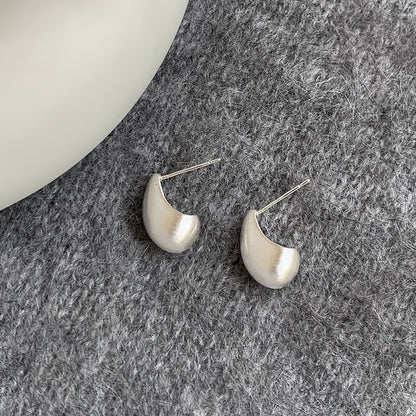 Newly Arrived at Buy Center: Special-interest Design Brushed Small Water Drop Bean-shaped Stud Earrings EH2760