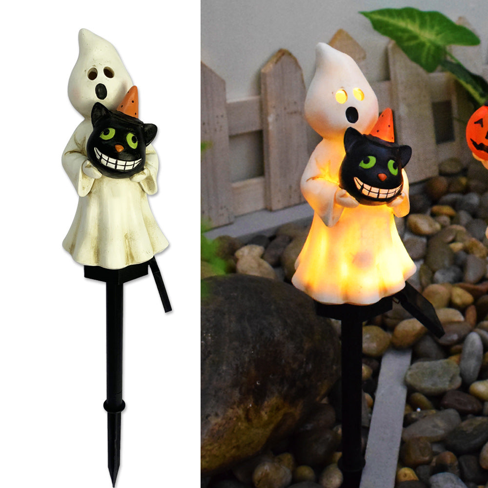 Hot New Items at Buy Center: Solar Halloween Outdoor Creative Atmosphere Pumpkin Lamp Hug Cat Ghost