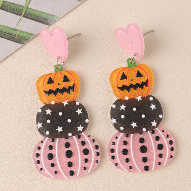 New Halloween Series Acrylic Earrings For Women Star Point Pumpkin