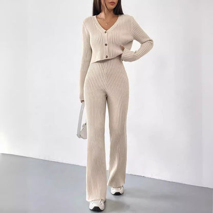 New at Buy Center: Women's Clothing Straight-leg Pants V-neck Washing And Drying Suit