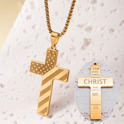 Fresh on the Scene at Buy Center: Men's Fashion Hip-hop Fashion Titanium Steel Electroplated Cross Pendant Necklace 147213 Gold