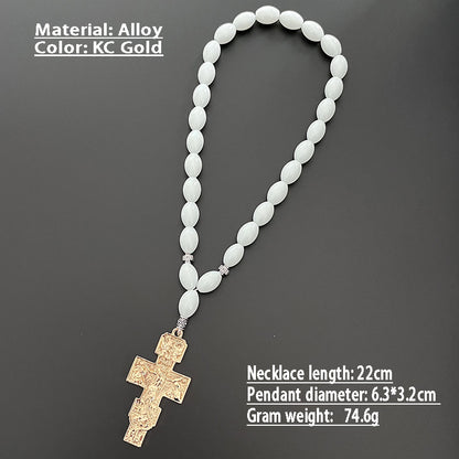 Newly Arrived at Buy Center: Cross Beads Alloy Car Rearview Mirror Pendant Gold