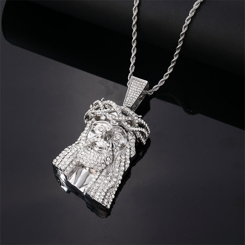 Fresh on the Scene at Buy Center: Men's Retro Exaggerated Avatar Micro Inlaid Zircon Hip Hop Necklace