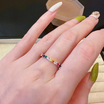 Now Available at Buy Center: Rainbow Color Shiny Diamond Ring J5128 Adjustable Opening