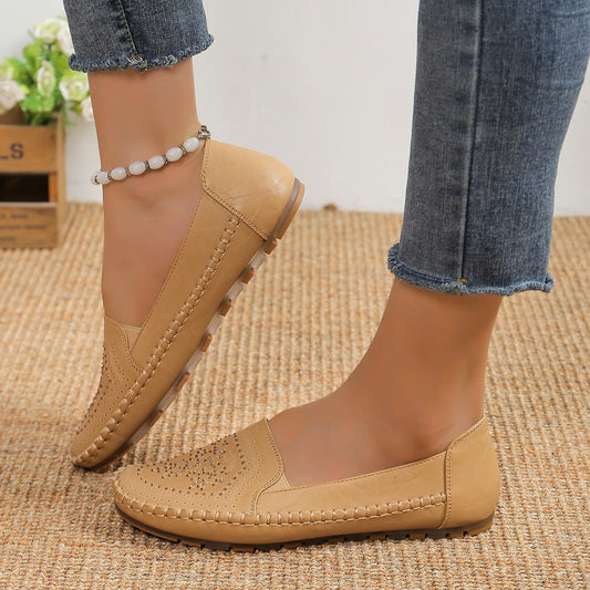 Fresh on the Scene at Buy Center: Handmade Stitching Gommino Solid Color Casual Women's Shoes