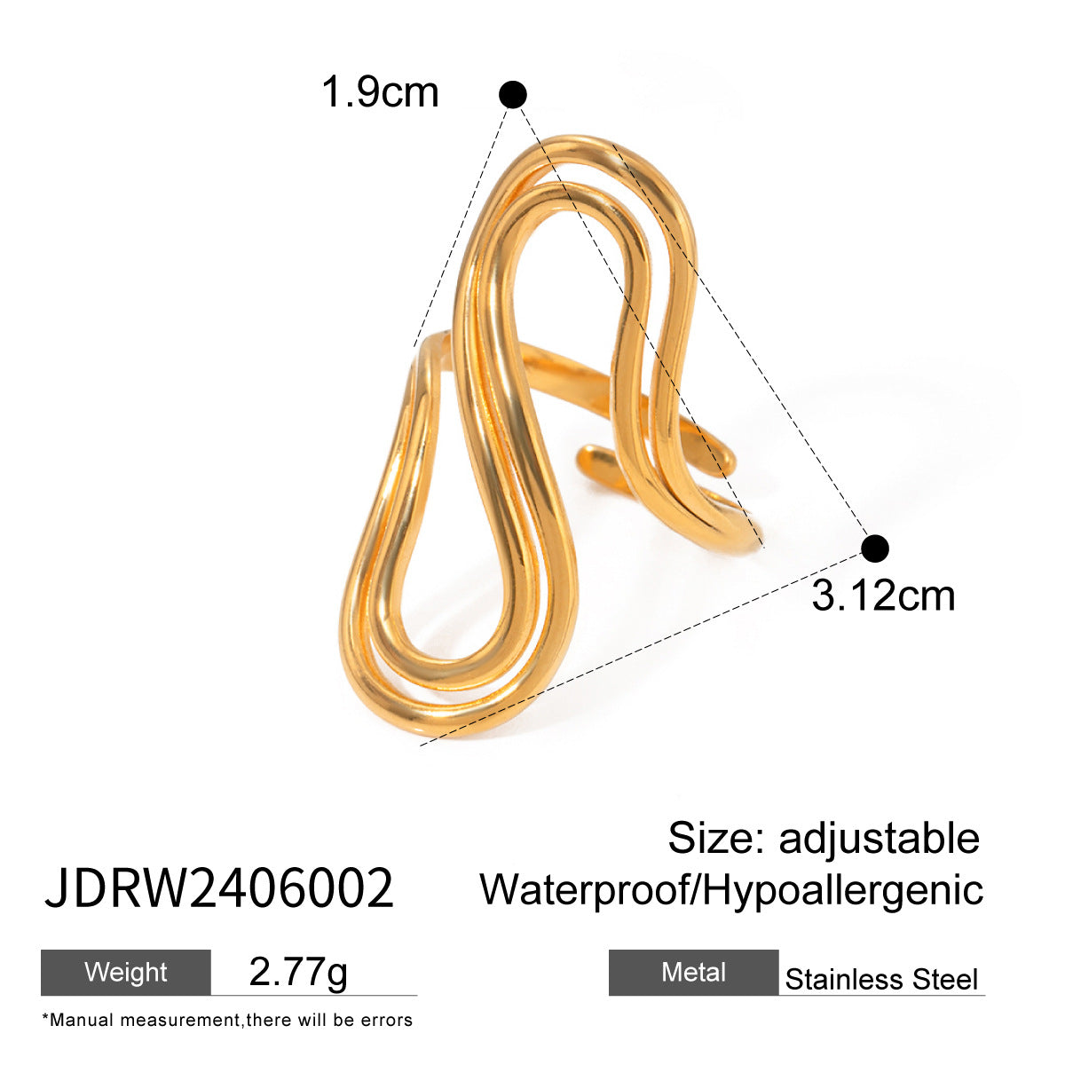 Hot New Items at Buy Center: Design Sense Minority Simple 18K Gold Stainless Steel Double Layer JDRW2406002