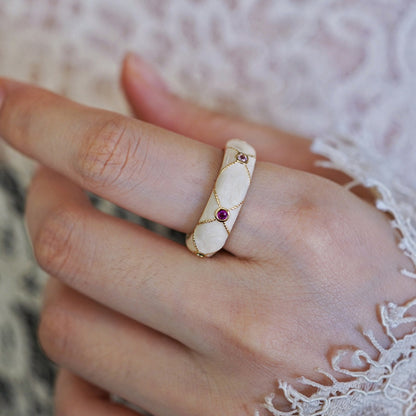 Hot New Items at Buy Center: Enamel Streamer Milky White Romantic Open Ring J5370 Adjustable Opening