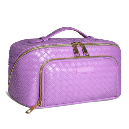 Now Available at Buy Center: Large-Capacity Cosmetic Bag Portable Waterproof Makeup Storage Case Women Multifunction Bathroom Toiletries Organizer Pouch Item Purple 24x13x14