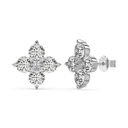 Trending Now at Buy Center: Sterling Silver Four Leaf Clover Ear Stud Female Niche Zircon DY1D0341SWWH Silver