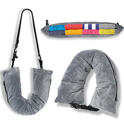 Newly Released at Buy Center: Refillable Travel Pillow Portable Clothes Luggage Storage Pillow Gray 75x17cm