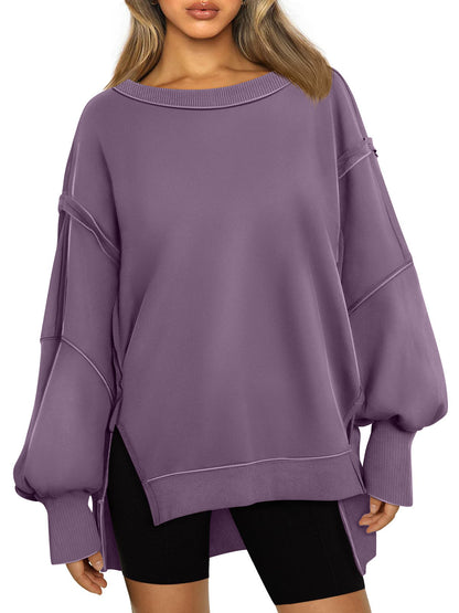 Fresh Arrivals at Buy Center: Women's Hooded Fashion Round-neck Sweater Purple